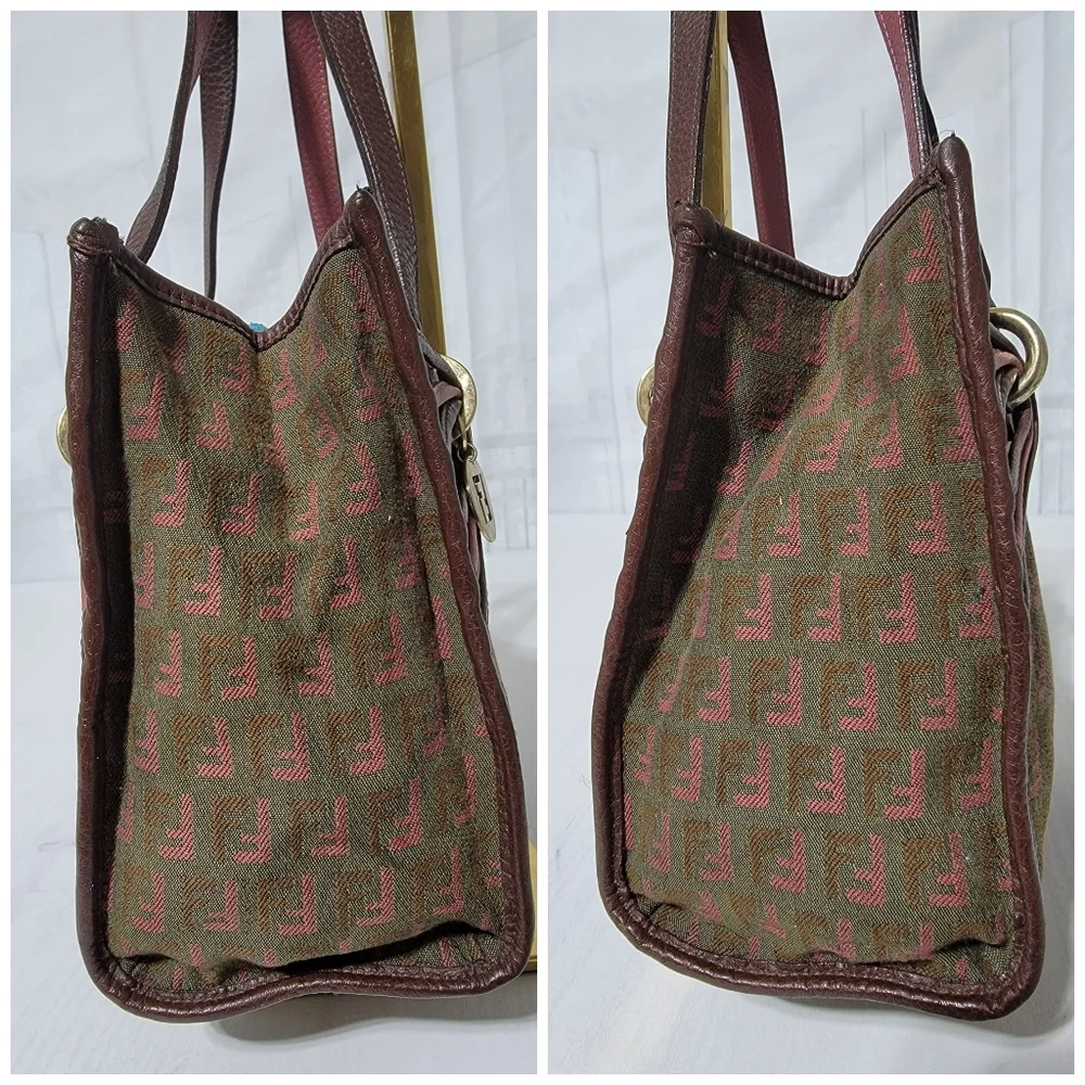FENDI MINI CABAS MONOGRAM CANVAS FF ZUCCHINO TOTE BAG - Picture 9 of 13